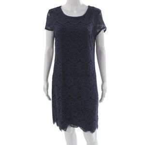 Laundry by Shelli Segal Womens Shift Dress Blue Floral Short Sleeve Size 10